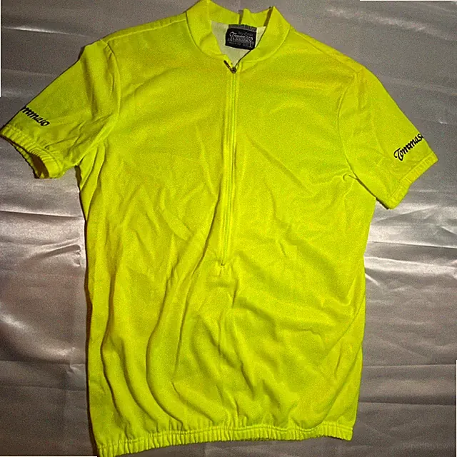 Tommaso Bicycle Top/Shirt, Yellow, Size 5, Pockets Across Back, 1/2 Zip Front