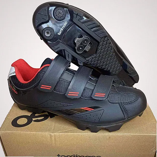 Tommaso Cycling Shoes Terra 100 SPD Black Red Three Strap Low Top Women’s Sz 10
