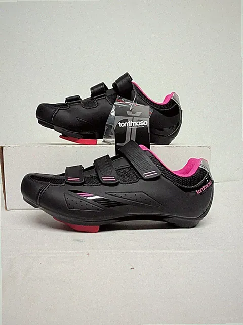 Tommaso Pista 100 Cycling Shoes Womens 10.5 EU 42 SPD 3-Bolt Cleats Black Pink
