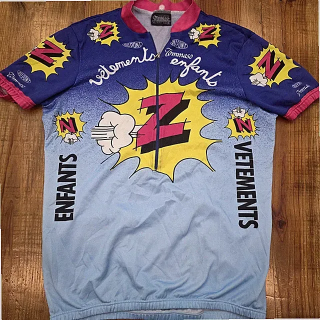 Vintage ORIGINAL Z Vetements Enfants Bike Cycling Jersey by Tommaso, Italy SZ 6