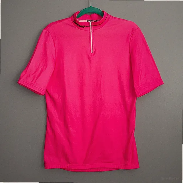 Vintage Tommaso Neon Pink Cycling Marathon Bike Bicycle Size 3 Quarter Zip Shirt
